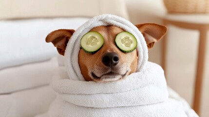 dog spa wellness. Pampered canine sanctuary a haven for pet grooming relaxation and holistic care.