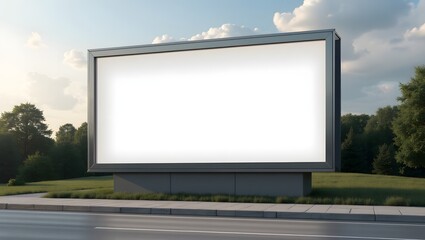 Commercial Display Mockup: Blank Billboard in Clean Park Environment