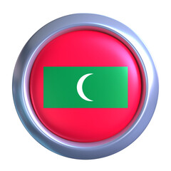 3D Maldives Flag with circle metallic frame, showcasing national emblem detail in a polished, modern design. Perfect for apps, UI, or educational use