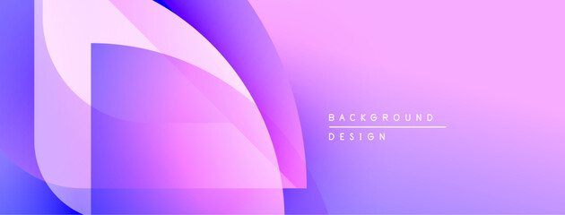 Abstract gradient background. Soft purple, blue hues blend smoothly. Overlapping shapes create dynamic visual effect. Minimalist design.