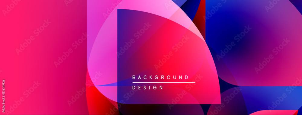 Aufkleber Abstract gradients blend vibrant pinks, blues, purples. Overlapping shapes create dynamic visual texture. Modern design element.