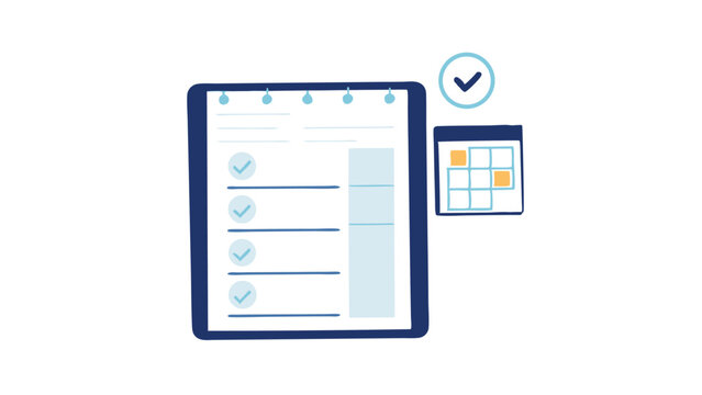 Achieving Goals with Checklist and Calendar Planning for a Productive Week in Flat Vector Style