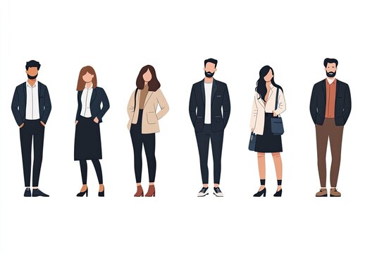 Silhouettes of business people, a man and a woman standing together, isolated on a white background. Vector illustration