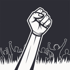 Powerful silhouette of a raised fist symbolizing protest, unity, resistance, and activism — ideal for social justice, political, and awareness campaign designs.