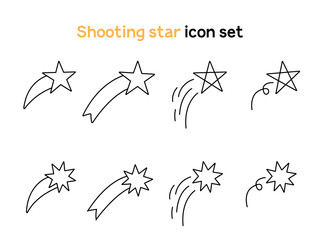 별똥별 라인드로잉 색칠 아이콘 세트(shooting star line drawing coloring icon set)
