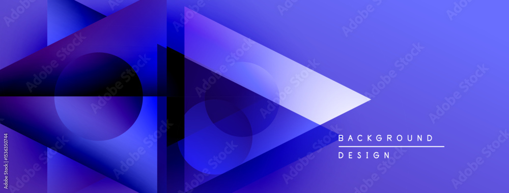 Poster abstract geometric shapes, vibrant blue gradients, modern design. minimalist composition creates dyn
