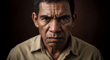 Obraz premium Intense Gaze: A Portrait of Resilience