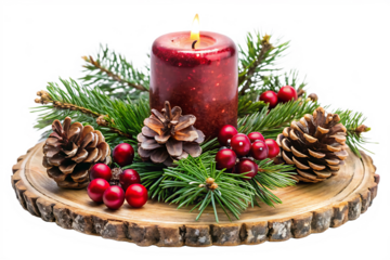 christmas candle and decorations isolated on or white background PNG , AI GENERATED