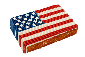 tiramisu cake with american flag icing for holiday celebration isolated png