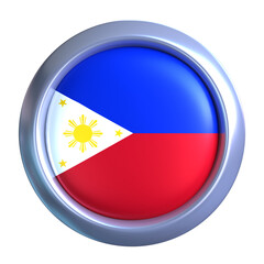 3D Philippines Flag with circle metallic frame, showcasing national emblem detail in a polished, modern design. Perfect for apps, UI, or educational use