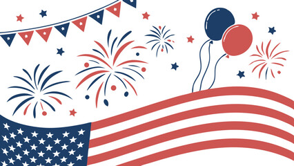 Obraz premium Patriotic Fireworks Display Against an American Flag Background