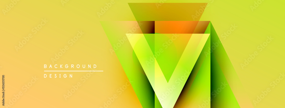 Poster Abstract geometric design. Bright yellow, green hues create dynamic visual effect. Modern background suitable for presentations, graphics.