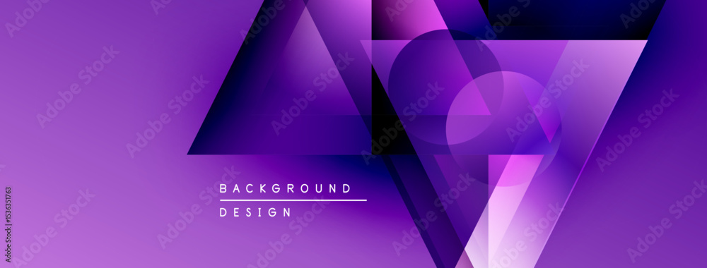 Aufkleber Abstract purple background features geometric shapes, gradients, overlapping layers. Modern design element for digital projects.