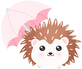 hedgehog is cute holding an umbrella