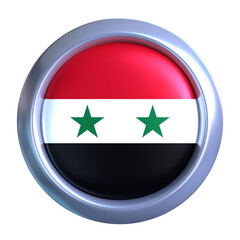 3D Syria Flag with circle metallic frame, showcasing national emblem detail in a polished, modern design. Perfect for apps, UI, or educational use