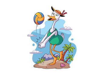 Cute Goose Enjoying Summer Vacations