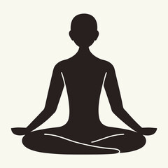Minimalist Yoga Pose Silhouette Vector – Flat Meditation and Wellness Illustration
