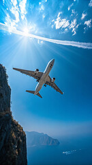 Fototapeta premium airplane flying over the clouds