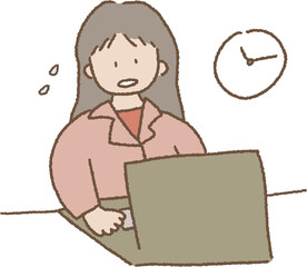 야근을 하며 바쁜 직장인 여성