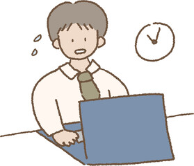 야근을 하며 바쁜 직장인 남성