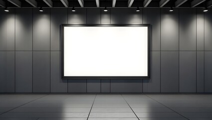 Fototapeta premium Commercial Display Mockup: Blank Billboard in Modern Subway Environment