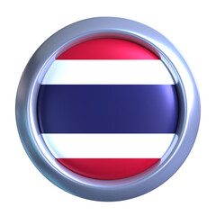 3D Thailand Flag with circle metallic frame, showcasing national emblem detail in a polished, modern design. Perfect for apps, UI, or educational use