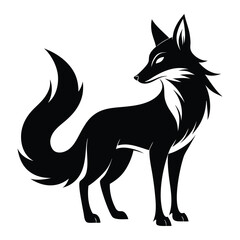 Elegant Black Fox Silhouette Vector Art
