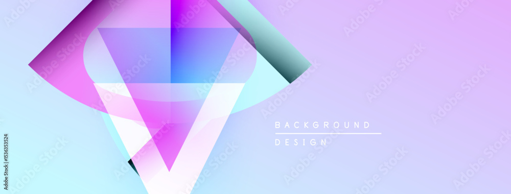 Poster abstract geometric shapes, vibrant colors blend. gradient background creates modern visual effect. m