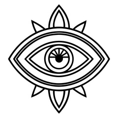 Evil Eye Brooch line art vector