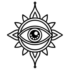 Evil Eye Brooch line art vector