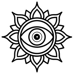 Evil Eye Brooch line art vector