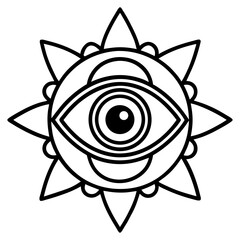 Evil Eye Brooch line art vector