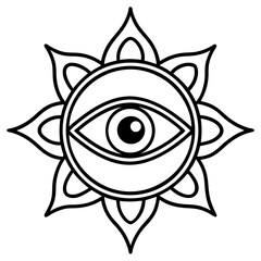 Evil Eye Brooch line art vector