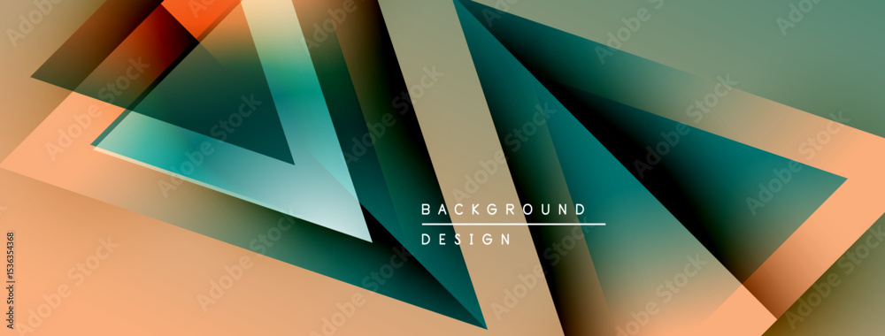 Aufkleber Abstract geometric shapes overlap, creating dynamic visual effect. Warm, cool colors blend seamlessly. Modern design elements present.