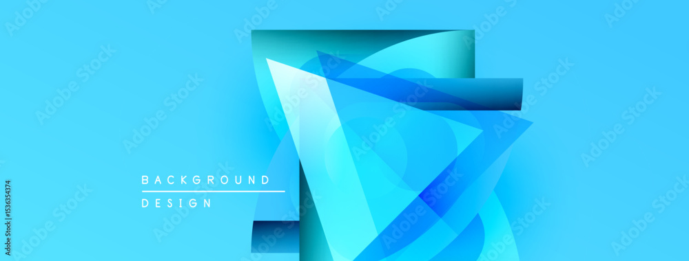 Leinwandbilder Abstract blue design. Overlapping layers create dynamic visual effect. Modern background with text elements present.