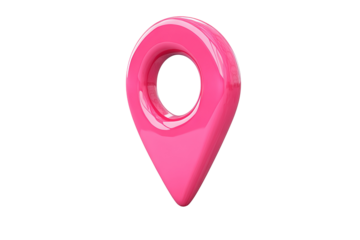 3D domain pin marker icon with transparent background in high-resolution PNG format for map, navigation and location design cutouts