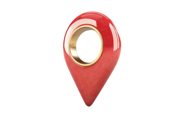 3D domain pin marker icon with transparent background in high-resolution PNG format for map, navigation and location design cutouts