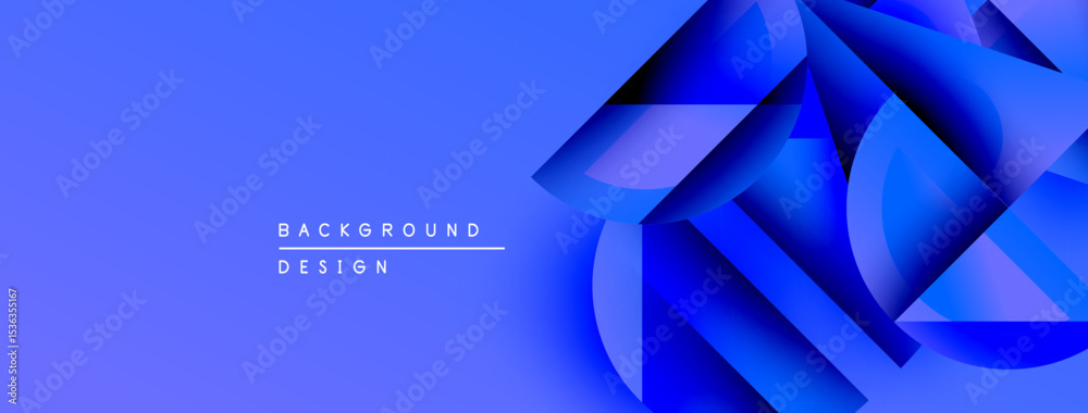 Aufkleber Abstract blue design. Geometric shapes overlap creating dynamic visual effect. Gradient shades enhance depth, modern aesthetic.