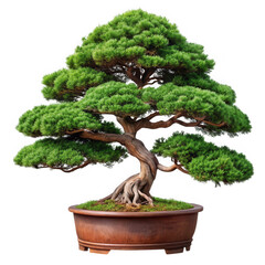 Ancient bonsai tree isolated on transparent background