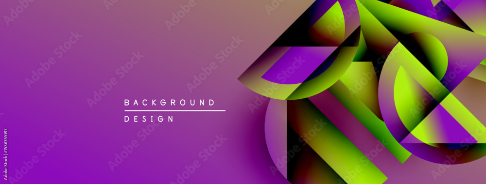 Poster abstract geometric design. vibrant purple, green hues blend. modern background suitable for digital 