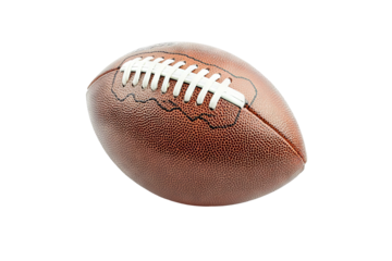 High-resolution American football ball PNG cutout isolated on transparent background for seamless graphic design and sports-themed projects