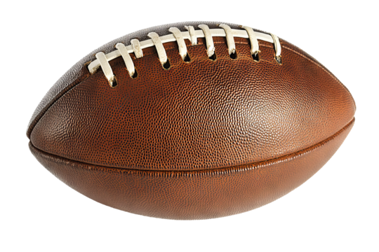 High-resolution American football ball PNG cutout isolated on transparent background for seamless graphic design and sports-themed projects