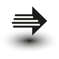 Right arrow icon. Forward motion symbol. Speed direction mark. Vector drop shadow.