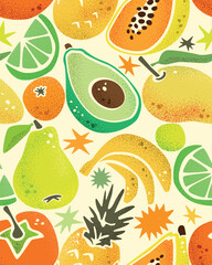 Fruity Colorful Seamless Pattern Vector Design