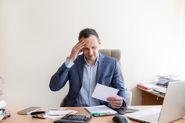 Small business owner experiences financial crisis, high costs, bank debt, money overspend concept....