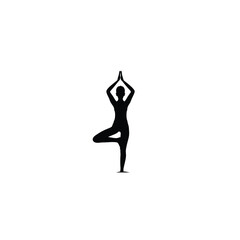 yoga pose silhouette black, tree position