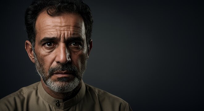 Portrait of a Middle-Aged Man with a Serious Expression