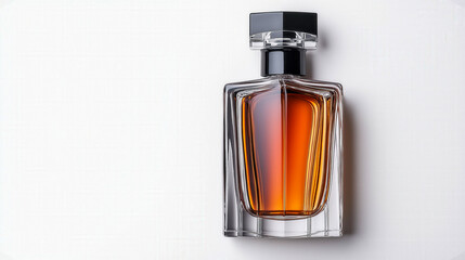 Modern cologne bottle with fluted glass and black cap