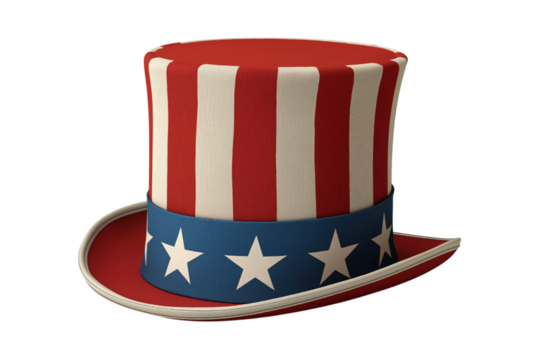 Uncle sam red-and-white striped hat representing national pride, symbolizing american independence and freedom