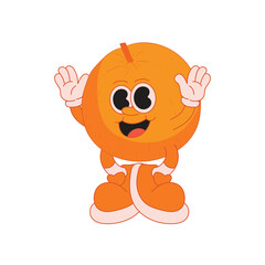 Orange fruit mascot logo retro character illustration